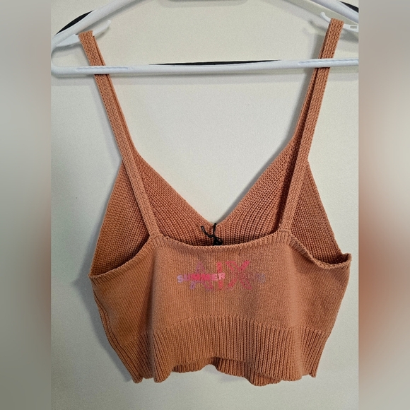 A/X Armani Exchange Organic Cotton  Summer Knit Top Spagetti Straps Crop Brown M - Picture 7 of 10